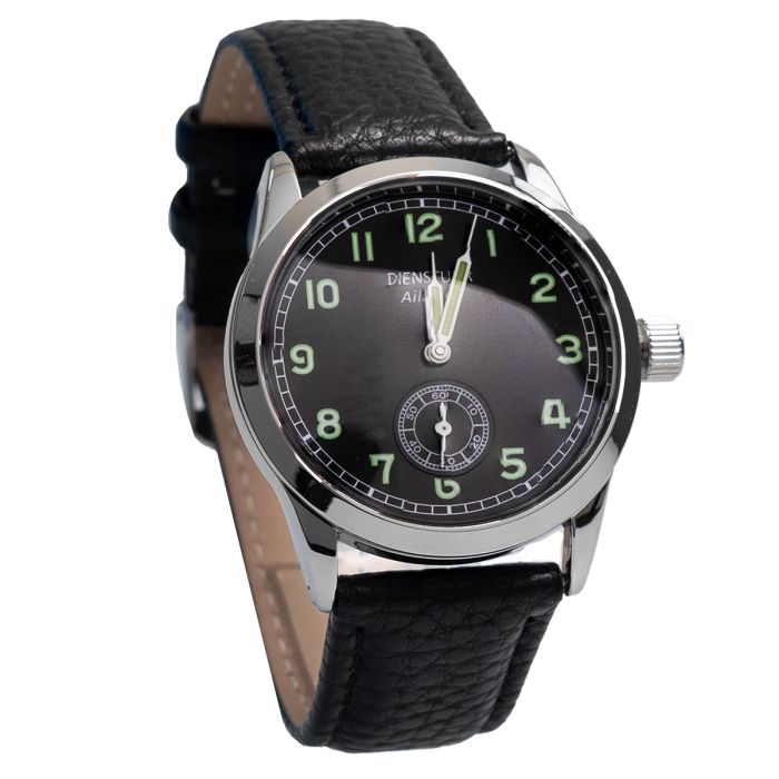 Bundeswehr Soldaten Uhren Herren Ailager® Repro-Dienstuhr Der Bundeswehr Mit Schwarzem Armband