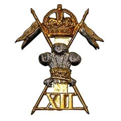 12th Royal Lancers (Prince of Wales's) Bi-metal Cap Badge - Kings Crown