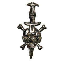 1970s style SS Dagger and Skull Biker/Punk Cap Badge