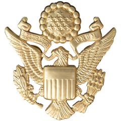 US Army Officers Visor Cap Badge - Matte Gold